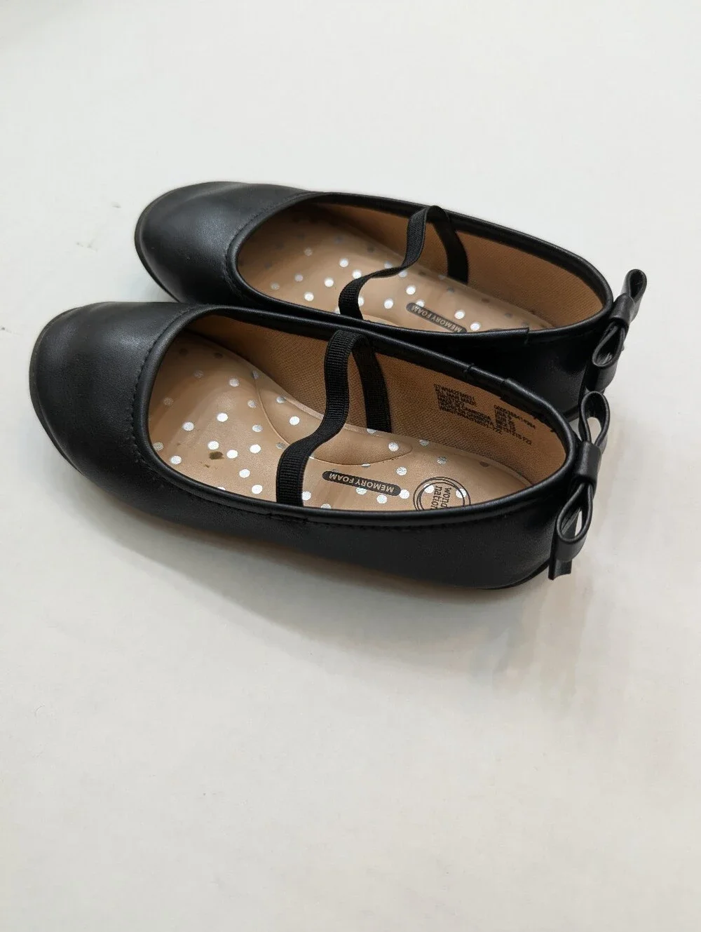 Wonder Nation Toddler Little Girls Classic Bow Black Ballet Flats Size 9